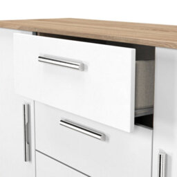 Trent 2 Door 3 Drawer Sideboard In White Matt & Black Matt (Ready Assembled) - thumbnail 5