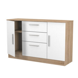 Trent 2 Door 3 Drawer Sideboard In White Matt & Black Matt (Ready Assembled) - thumbnail 6