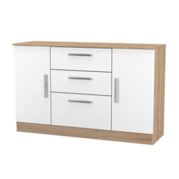 Trent 2 Door 3 Drawer Sideboard In White Matt & Black Matt (Ready Assembled) - thumbnail 3