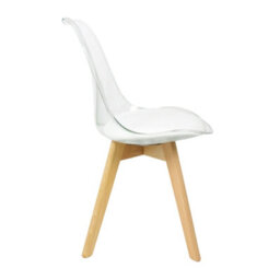 Fusion Living Soho Clear And White Plastic Dining Chair With Squared Light Wood Legs - thumbnail 6