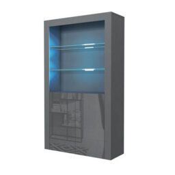 Display Cabinet Spectrum 170Cm - Dark Grey With Gloss Doors And Led Lights - thumbnail 8
