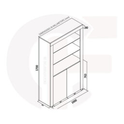 Display Cabinet Spectrum 170Cm - Dark Grey With Gloss Doors And Led Lights - thumbnail 7