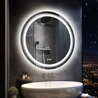 Luvodi 800mm High Quality Round Bathroom Mirror With Light Dimmable Led Demister Wall Mirror - image 1