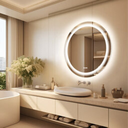 Luvodi 800mm High Quality Round Bathroom Mirror With Light Dimmable Led Demister Wall Mirror - thumbnail 7