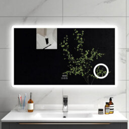 Sline 1200X700mm Bluetooth Led Bathroom Mirror With 3-Colour Modes Demister Pad Digital Clock Magnifying Glass - thumbnail 1