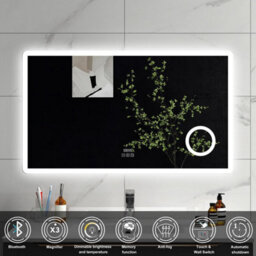 Sline 1200X700mm Bluetooth Led Bathroom Mirror With 3-Colour Modes Demister Pad Digital Clock Magnifying Glass - thumbnail 2