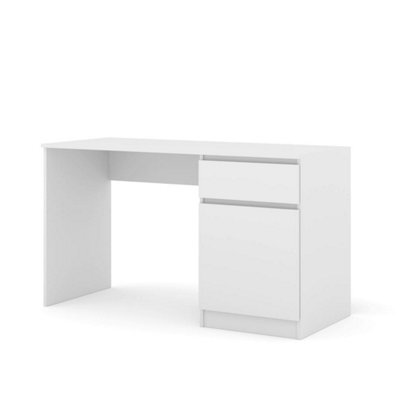 Arte Maja 130Cm Desk - White, Bright Home Office Desk With Door And Drawer - image 1