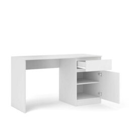 Arte Maja 130Cm Desk - White, Bright Home Office Desk With Door And Drawer - thumbnail 2
