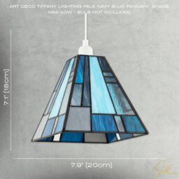 Happy Homewares Art Denergy Savingtiffany Pendant Lighting Shade With Pale And Navy Blue Panels - thumbnail 7
