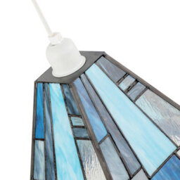 Happy Homewares Art Denergy Savingtiffany Pendant Lighting Shade With Pale And Navy Blue Panels - thumbnail 3