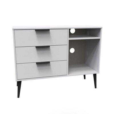 Hong Kong Ready Assembled Matt Grey Media Unit With 2 Shelves & 3 Drawers, (H)97Cm X (W)74Cm X (D)39.5Cm - image 1