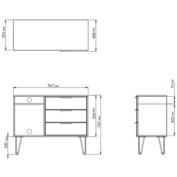 Hong Kong Ready Assembled Matt Grey Media Unit With 2 Shelves & 3 Drawers, (H)97Cm X (W)74Cm X (D)39.5Cm - thumbnail 4
