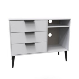 Hong Kong Ready Assembled Matt Grey Media Unit With 2 Shelves & 3 Drawers, (H)97Cm X (W)74Cm X (D)39.5Cm - thumbnail 1