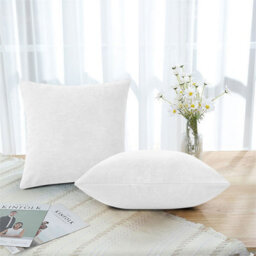 Ameha White Stripe Velvet Cushion Cover 18X18 Inch Set Of 2, Soft Breathable Hypoallergenic Zip Closure - thumbnail 6