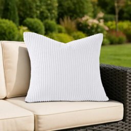 Ameha White Stripe Velvet Cushion Cover 18X18 Inch Set Of 2, Soft Breathable Hypoallergenic Zip Closure - thumbnail 2