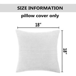 Ameha White Stripe Velvet Cushion Cover 18X18 Inch Set Of 2, Soft Breathable Hypoallergenic Zip Closure - thumbnail 8