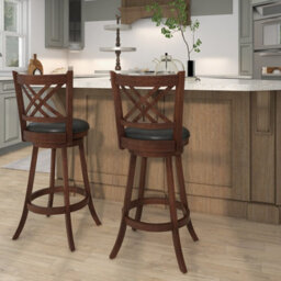 "Costway Set Of 2 Bar Stools Counter Height Chair Pub 360 Swiveling Upholstered Seat 29""" - thumbnail 8