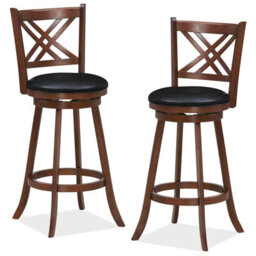 "Costway Set Of 2 Bar Stools Counter Height Chair Pub 360 Swiveling Upholstered Seat 29""" - thumbnail 2