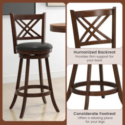 "Costway Set Of 2 Bar Stools Counter Height Chair Pub 360 Swiveling Upholstered Seat 29""" - thumbnail 7