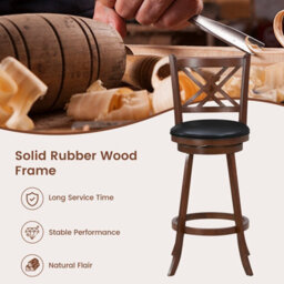 "Costway Set Of 2 Bar Stools Counter Height Chair Pub 360 Swiveling Upholstered Seat 29""" - thumbnail 5