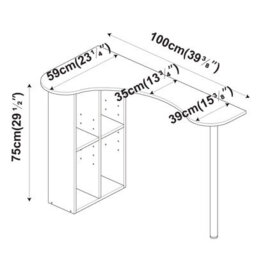 Urbn-Living Urbnliving 100Cm Length Oak Wooden Computer Corner Desk Bookcase Storage Shelves Organizer Study Workstation - thumbnail 4