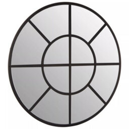 Orsina Black Finish Round Wall Mirror, Industrial Geometric Accent Mirror For Living Room, Sleek Metal Frame Mirror - thumbnail 2
