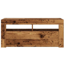 Berkfield Tv Cabinet With Led Lights Old Wood 90X35X40 Cm Engineered Wood - thumbnail 7