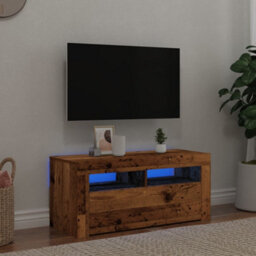 Berkfield Tv Cabinet With Led Lights Old Wood 90X35X40 Cm Engineered Wood - thumbnail 1