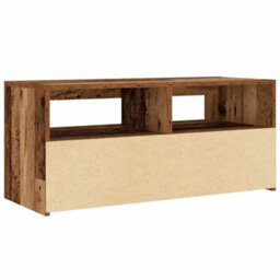 Berkfield Tv Cabinet With Led Lights Old Wood 90X35X40 Cm Engineered Wood - thumbnail 9