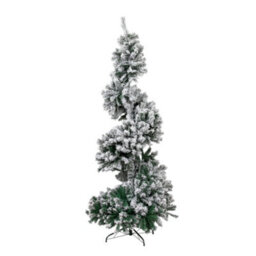 Samuel Alexander 7Ft (2.1M) Snowflocked Spiral Christmas Tree With Green Metal Stand - thumbnail 8