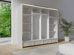 RAC3 Sliding Wardrobe Led Mirror Space Saving Bedroom Wardrobe, Contemporary Bedroom Sliding Wardrobe & Mirror Wardrobe (White 256) - thumbnail 2