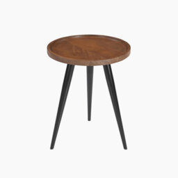 Furniturebox Uk Malaya Round Walnut Wood 3 Leg Side Table - thumbnail 3