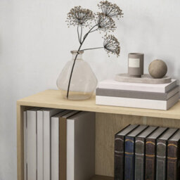 Wyld Haus Kesa Low 2-Tier Bookcase, Natural Oak Effect Finish, Adjustable Middle Shelf, 60 X 24 X 63 Cm - thumbnail 8