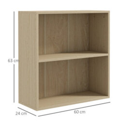 Wyld Haus Kesa Low 2-Tier Bookcase, Natural Oak Effect Finish, Adjustable Middle Shelf, 60 X 24 X 63 Cm - thumbnail 3