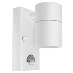 Long Life Lamps Company Pir Matt White Stainless Steel Single Outdoor Down Wall Light Movement Sensor Zlc057Dsenw
