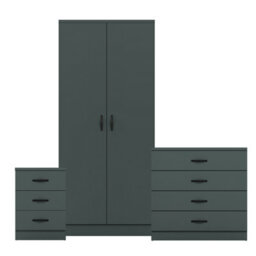 Lassic Vida Designs Riano 3 Piece Bedroom Set (3 Drawer Bedside Chest, 4 Drawer Chest, 2 Door Wardrobe), Green - thumbnail 8