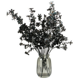 Deenz Glass Noir Vase Arrangement Black Ribbed Modern Floral Piece Display Faux Floristry Dark Theme Autumnal Decor 60 X 30 Cm