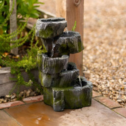 Primrose 5 Tier Tree Trunk Falls Cascading Garden Outdoor Water Feature Fountain With Led Lights H56Cm - thumbnail 4