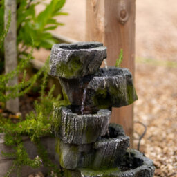 Primrose 5 Tier Tree Trunk Falls Cascading Garden Outdoor Water Feature Fountain With Led Lights H56Cm - thumbnail 7