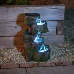 Primrose 5 Tier Tree Trunk Falls Cascading Garden Outdoor Water Feature Fountain With Led Lights H56Cm - thumbnail 3