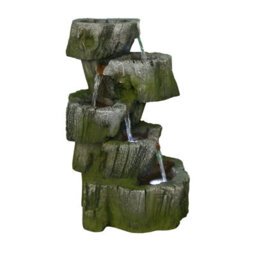 Primrose 5 Tier Tree Trunk Falls Cascading Garden Outdoor Water Feature Fountain With Led Lights H56Cm - thumbnail 2
