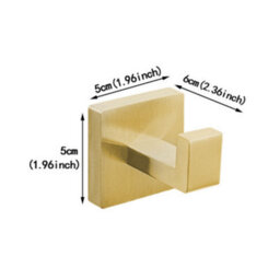 Bathroom Towel Hook, Square Stainless Steel Hook, Gold, Set Of 2 - thumbnail 5