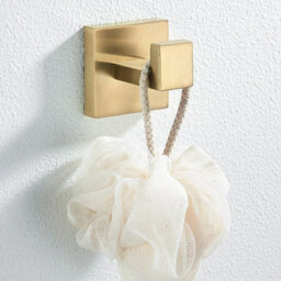 Bathroom Towel Hook, Square Stainless Steel Hook, Gold, Set Of 2 - thumbnail 3