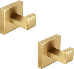 Bathroom Towel Hook, Square Stainless Steel Hook, Gold, Set Of 2 - thumbnail 1