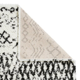 White Black Shaggy Geometric Moroccan Shaggy Modern Easy To Clean Rug For Dining Room-160Cm X 220Cm - thumbnail 7