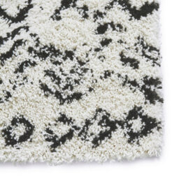 White Black Shaggy Geometric Moroccan Shaggy Modern Easy To Clean Rug For Dining Room-160Cm X 220Cm - thumbnail 3