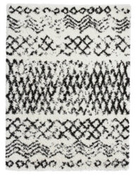 White Black Shaggy Geometric Moroccan Shaggy Modern Easy To Clean Rug For Dining Room-160Cm X 220Cm - thumbnail 8