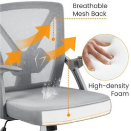 Ergonomic Office Chair Flip-Up Armrests Adjustable Gray - thumbnail 6