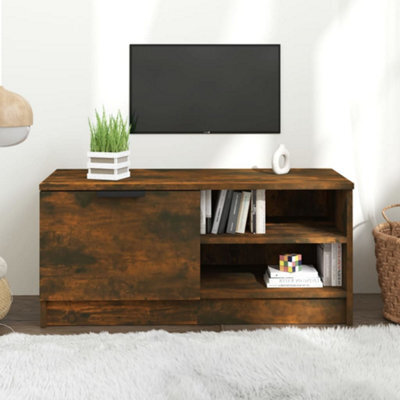 Berkfield Tv Cabinet Smoked Oak 80X35X36.5 Cm Engineered Wood - image 1