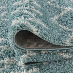 The Rugs Moroccan Shaggy Rugs And Runners Soft Fluffy Tribal Design High Pile Duck Egg Blue And Ivory Living Room Kitchen Hallway 950 - thumbnail 7